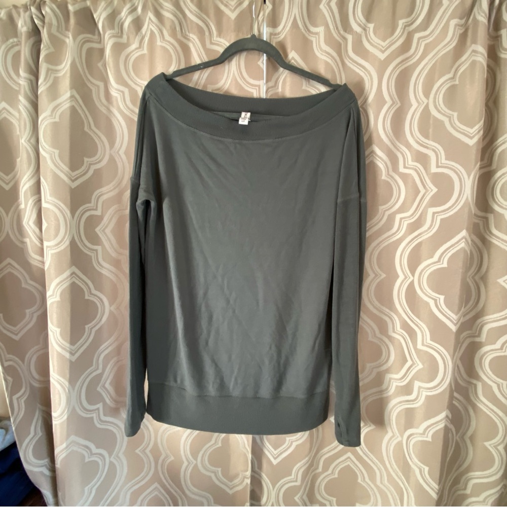 Athleta off the shoulder Dark grey green